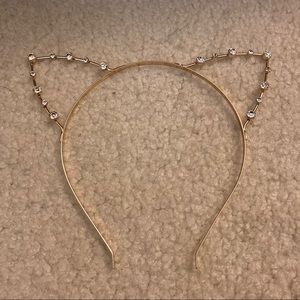 Gold Rhinestones Cat Ears Headband